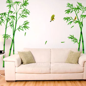Зеленая бамбуковая наклейка на стену в глубине леса, съемная, креативная, в китайском стиле, наклейки для домашнего декора в виде дерева своими руками для украшения гостиной