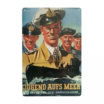 Знак добровольца ВМС Uboboot Винтажные немецкие металлические таблички Кригсмарине для клуба, кафе, ресторана, бара Man Cave Декор стен