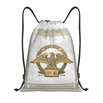 Золотой Римский имперский орел, рюкзак на шнурке, спортивная спортивная сумка для женщин, мужчин, Римский тренировочный рюкзак с эмблемой SPQR