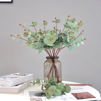 Имитация 3 вилок, искусственных растений из листьев эвкалипта, Цветочная композиция из поддельных листьев, Домашний декор