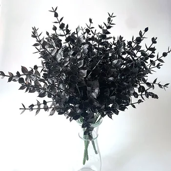 Искусственные растения из листьев черного эвкалипта с 7 вилками, Персидский папоротник, украшение для Хэллоуина, искусственное цветочное растение, украшение для свадьбы и домашней вечеринки