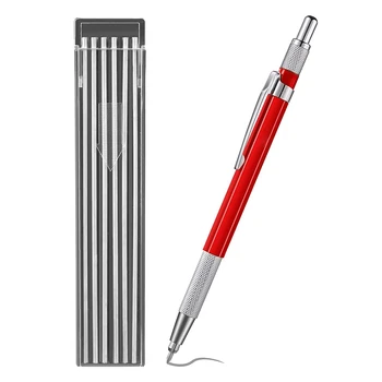 Карандаш для сварщиков с 12ШТ заправками для серебристых полос, металлический маркер, механические сварочные карандаши для труб, изготовление, красный