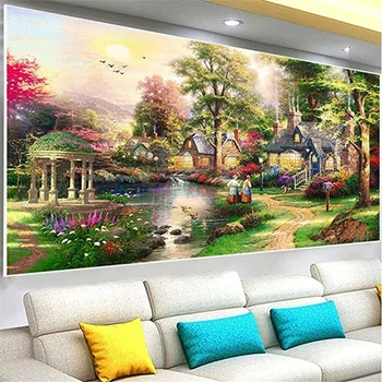 Картина с Деревенским пейзажем в стиле ретро, Картина для гостиной, офиса, спальни, современное Художественное оформление, Картина на холсте