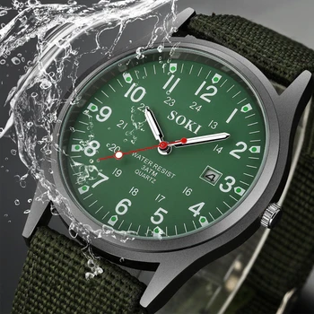 Классические мужские деловые часы с нейлоновым ремешком, кварцевые наручные часы, водонепроницаемые военные часы, кварцевые наручные часы Relogio Masculino