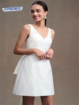 Классическое свадебное платье на бретелях с глубоким V-образным вырезом, пляжное свадебное платье трапециевидной формы выше колена, элегантное Vestidos De Novia