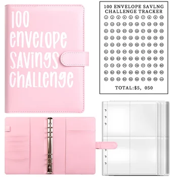 Книга задач на 100 сбережений в конвертах, папка для задач на конвертах формата А5 с конвертами для наличных -Задачи на сбережения (розовый)