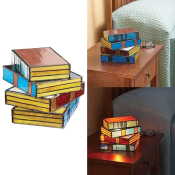 Книжный светильник из смолы украшает витражную лампу, светодиодную настольную лампу для любителей книг, прямая поставка