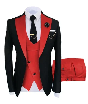 Комплект мужского костюма 2023, комплект жилета, приталенный маленький костюм, повседневная деловая одежда