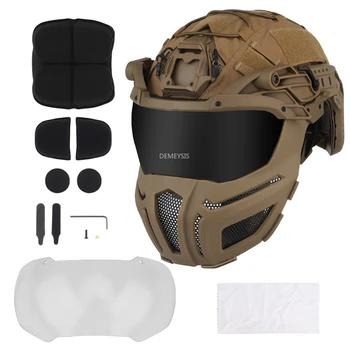 Комплект тактических шлемов-масок, регулируемые охотничьи CS Wargame Защитные полностью закрытые шлемы, спортивный шлем для стрельбы в пейнтбол на открытом воздухе