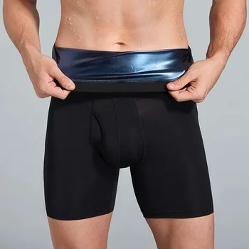 Корректирующее белье, брюки с высокой талией для занятий спортом в сауне, НОВЫЕ шорты для бега, мужское жиросжигающее нижнее белье для фитнеса от пота