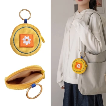 Кошелек X4FF на молнии, круглый кошелек для монет, сумка для ключей, мини-гарнитура для женщин и девочек