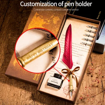 Креативная перьевая ручка в европейском стиле в стиле ретро с перьевыми чернилами для письма металлическим держателем ручки