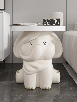 Креативная скульптура журнального столика в виде слона, Роскошный диван в гостиной, угловой столик, Украшение пола, Статуя, Подарок для домашнего декора спальни