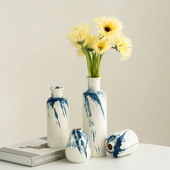 Креативное украшение керамических ваз ручной росписью брызговыми красками, сухие цветы, цветы, украшение столешницы в гостиной, мелкая цветочная посуда