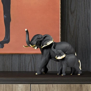 Креативный домашний декор Черно-белая фигурка слона Художественная гостиная Шкаф для телевизора Книжный шкаф Аксессуары Статуэтки животных из смолы