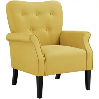 Кресло из Ткани со Средней Обивкой MART для Гостиной с Деревянной Ножкой, Желтые Напольные стулья, Милое кресло-сумка, кресло для Ожидания ch