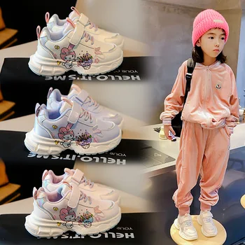 Кроссовки из аниме Kawaii Sanrio, милая легкая повседневная обувь из мультфильма My Melody с мягкой подошвой, Студенческая тканевая обувь для бега, подарок для детей