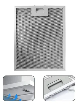 Кухонная вытяжка Фильтр вытяжки Вытяжка из металлической сетки Вентиляционный фильтр Универсальный 5 слоев алюминизированной смазки Нержавеющая сталь 230 X 260 мм