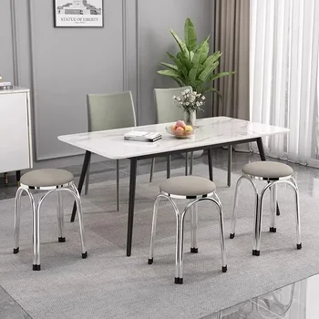 Легкие роскошные утолщенные табуретки из нержавеющей стали, которые можно использовать для обеденных стульев, современные простые круглые пуфики для дома, Низкие скамейки