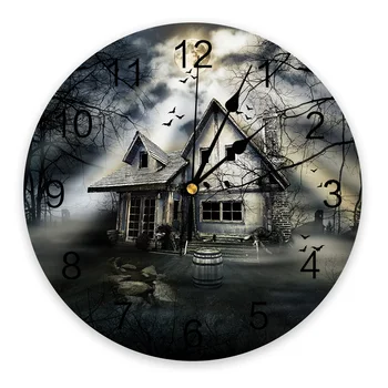 Лесная Лунная летучая мышь Часы с привидениями Настенный домашний декор Современная кухня Спальня Декор гостиной Настенные часы