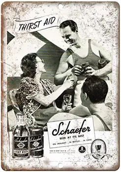 Металлические жестяные вывески Schaefer Vintage Beer 12x16 дюймов для декора стен кухни
