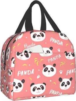 Милая панда, забавная сумка для ланча, холодильник для Бенто, Многоразовая сумка для пикника, Изолированные контейнерные сумки для женщин, мужчин, мальчиков и девочек