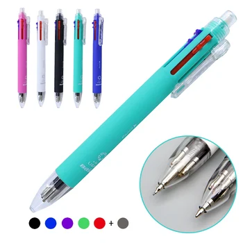 Многофункциональная ручка 5шт 6 В 1 с шариковой ручкой 0,7 мм, 5 цветов для заправки шариковой ручки и набором механических карандашных грифелей 0,5 мм, многоцветная ручка