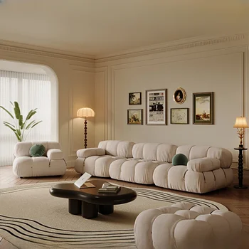 Модульный диван Mario Chameleon с комбинированным ветровым покрытием Lamb Velvet Cream