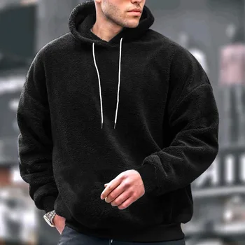 Мужской пуловер оверсайз, толстовка с капюшоном, утепленная плюшем одежда для занятий спортом и фитнесом, модная повседневная мужская одежда, толстовка