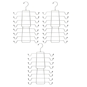 Набор из 3-х 8-ярусных вешалок-безрукавок Экономит место для организации и хранения кофточек, шарфов.