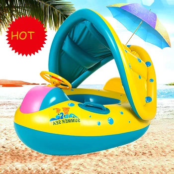 Надувное детское кольцо для плавания, Буй с зонтиком, детское Плавающее сиденье, Круг для плавания, Безопасность для детей, Игрушки для купания на летнем пляже, водные игрушки