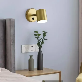 Настенный светильник с кнопочным выключателем Nordic Living Спальня Прикроватный декор Освещение Проход Коридор Прихожая Домашний декор для помещений Настенный светильник