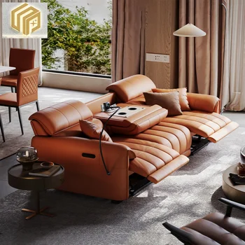 Настенный электрический многофункциональный кожаный диван, роскошный диван в гостиной, многофункциональный диван в просторном салоне