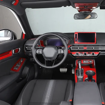 Настоящий красный Мягкий карбоновый стайлинг автомобиля, Внутренняя отделка, Декоративные наклейки, аксессуары для Honda Civic 11-го ПОКОЛЕНИЯ 2021-2022 гг.