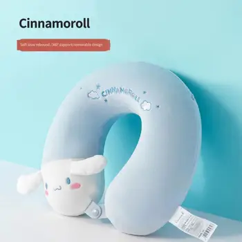 Натуральная подушка для шеи Sanrio от Kawaii, маска для глаз, Домашний офис, путешествия, Hello Kitty, Cinnamoroll, U-образная подушка с эффектом памяти из мультфильма