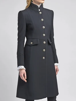 Новое дизайнерское женское шерстяное пальто, модное однобортное пальто с длинным рукавом 32919