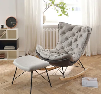 Новый дизайн 2021 года, современный стиль, Ножки из углеродистой стали, Мягкое кресло-качалка для гостиной