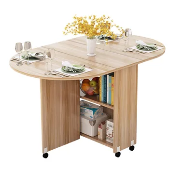 Новый Креативный Складной Передвижной Обеденный стол из массива дерева для гостиной, кухни, домашней мебели для хранения вещей