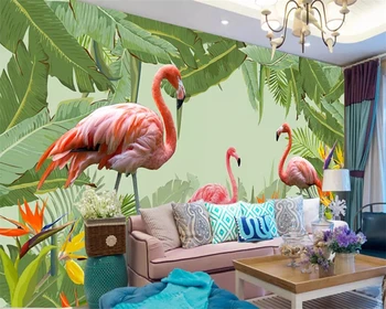 Обои на заказ фламинго банановый лист ТВ фон обои украшение дома гостиная спальня фрески 3D обои