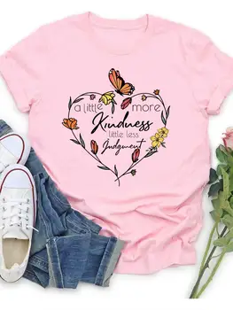 Одежда, женская летняя футболка с изображением бабочки и сердечка, модная повседневная футболка с коротким рукавом, женская одежда с принтом, графические футболки
