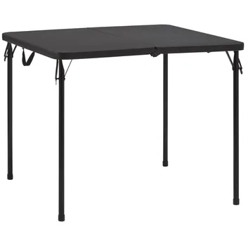 Опорные элементы 34-дюймовый квадратный стол из смолы, раскладывающийся пополам, насыщенный черный, 34,00 x 34,00 x 28,03 дюйма