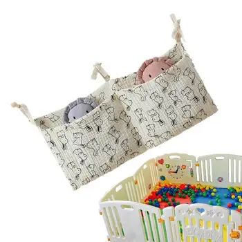 Органайзер для детской кроватки, сумка для хранения детской кроватки, 2 кармана, Прикроватный Подвесной подгузник, органайзер для детской комнаты для подгузников, игрушек, одежды