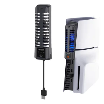 Охлаждающий Вентилятор Высокоэффективная Система Охлаждения Синее Светодиодное Освещение Охлаждающие Аксессуары, Совместимые С PS5 Slim Disc/Цифровая Версия
