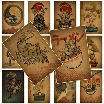 Плакат с персонажем Лягушка из Крафт-бумаги, Лапша, Настенная роспись, Изображение животного, Гостиная, Детская Спальня, Украшение дома