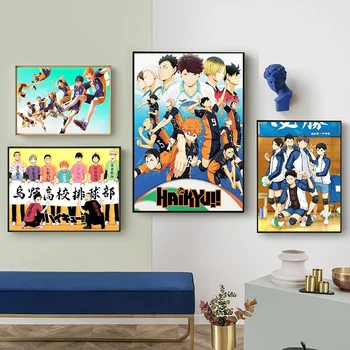 Плакат японского аниме Хайкюу Фигурка волейбольного мальчика Картины на холсте Настенное искусство для украшения современного дома подростковой комнаты