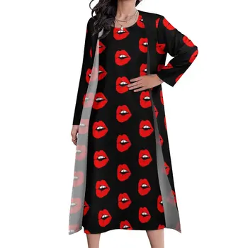 Платье с принтом Красных Губ, Дизайн 