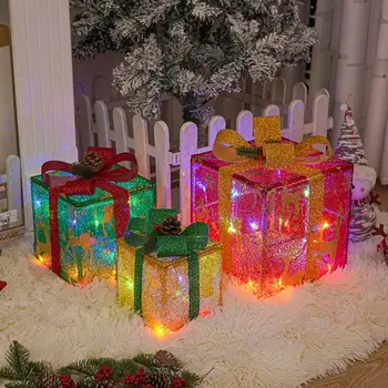 Подарочная коробка с рождественскими гирляндами, Праздничные украшения для рождественской подарочной коробки, подарки с бантиками для дома на Рождество
