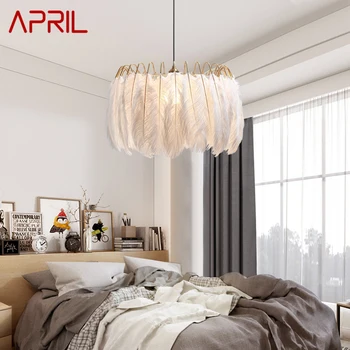 Подвесной светильник APRIL Nordic, креативный современный белый светодиодный винтажный светильник из перьев, светильники для дома, столовой, спальни