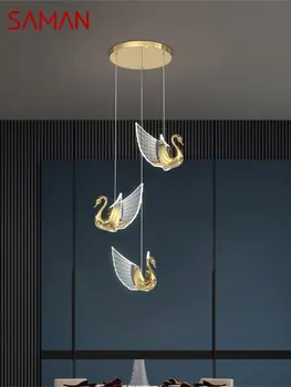 Подвесной светильник SAMAN Nordic, креативная люстра с лебедем, подвесной светильник, современные светильники для гостиной, столовой