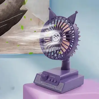 Подлинный ретро-вентилятор Sanrio Kawaii Kuromi Big Wind Power Desktop Длительный срок службы батареи Usb Mini Fan Милый аниме Подарок к празднику
